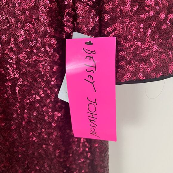 NWT Betsey Johnson Burgundy Ombre Sequin Shift Dress Size 12 - Picture 9 of 10